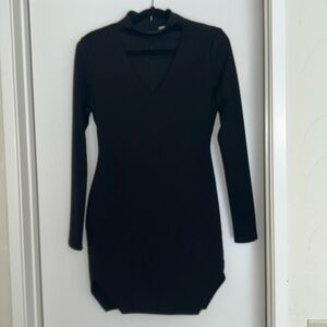 Black Mini Dress Cutout Choker Neckline Size L